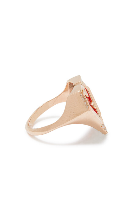 Super Heart Ring, 18k Pink Gold with Diamonds & Agate